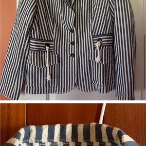 Coldwater Creek Navy and White Striped Blazer